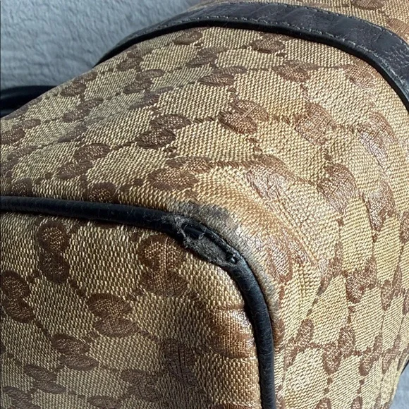 Gucci Tan and Dark Brown Monogram Tote - Picture 13 of 16